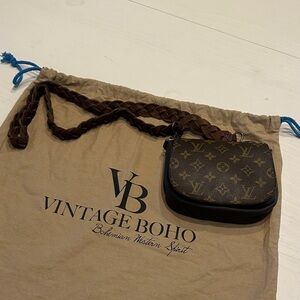 Vintage Boho Louis Vuitton Brown Monogram Mini Crossbody Bag